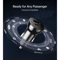 Зарядний пристрій Choetech car USB-A/USB-C 20W QC3.0/PD black (TC0005-BK) Diawest
