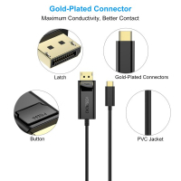 Кабель мультимедийный USB-C to DisplayPort 1.8m 4K 60Hz Choetech (XCP-1801BK) Diawest