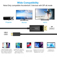 Кабель мультимедийный USB-C to DisplayPort 1.8m 4K 60Hz Choetech (XCP-1801BK) Diawest