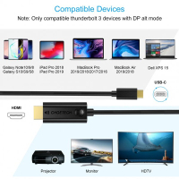 Кабель мультимедійний USB-C to HDMI 3.0m 4K 30Hz Choetech (XCH-0030BK) Diawest