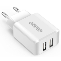 Зарядний пристрій Choetech 2xUSB 5V/2A (C0030EU-WH) Diawest