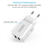 Зарядний пристрій Choetech 2xUSB 5V/2A (C0030EU-WH) Diawest
