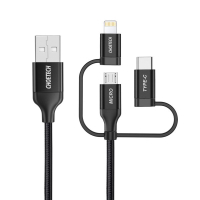 Дата кабель USB 2.0 AM to Lightning + Micro 5P + Type-C 1.2m MFI Choetech (IP0030-BK) Diawest