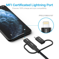 Дата кабель USB 2.0 AM to Lightning + Micro 5P + Type-C 1.2m MFI Choetech (IP0030-BK) Diawest