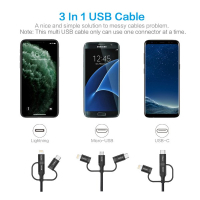 Дата кабель USB 2.0 AM to Lightning + Micro 5P + Type-C 1.2m MFI Choetech (IP0030-BK) Diawest