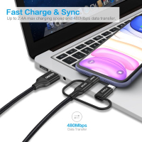 Дата кабель USB 2.0 AM to Lightning + Micro 5P + Type-C 1.2m MFI Choetech (IP0030-BK) Diawest