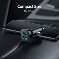 Зарядное устройство Choetech car 2хUSB-A 36W QC black (C0051-BK) Diawest