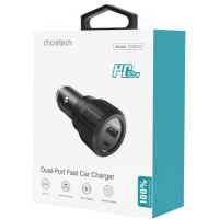 Зарядное устройство Choetech car USB-A/USB-C 63W QC3.0/PD/PPS black (TC0010-BK) Diawest