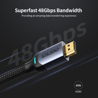 Кабель мультимедийный HDMI to HDMI 2.0m V.2.1 8K 60Hz HDR10 HLG 48Gbps YUV 444 Choetech (XHH01-BK) Diawest