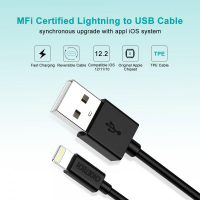 Дата кабель USB 2.0 AM to Lightning 1.2m 2.1A MFI Black Choetech (IP0026-BK) Diawest