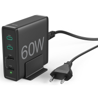 Зарядний пристрій Hama 2xUSB-C PD/QC, 2xUSB-A, 60W Black (00201628) Diawest