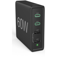 Зарядний пристрій Hama 2xUSB-C PD/QC, 2xUSB-A, 60W Black (00201628) Diawest