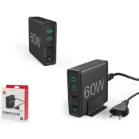 Зарядний пристрій Hama 2xUSB-C PD/QC, 2xUSB-A, 60W Black (00201628) Diawest