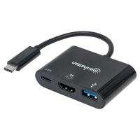 Концентратор Intracom USB3.1 Type-C to USB3.0/HDMI/USB-C (F) black Manhattan (152037) Diawest