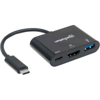 Концентратор Intracom USB3.1 Type-C to USB3.0/HDMI/USB-C (F) black Manhattan (152037) Diawest