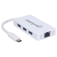 Концентратор Intracom Manhattan Type-C Hub 3-port USB3.0 + RJ45 Gigabit Ethernet White (507608) Diawest