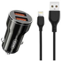 Зарядний пристрій XO CC48 Smart Metal 2USB + cable Lightning (XO-CC48i-BK) Diawest