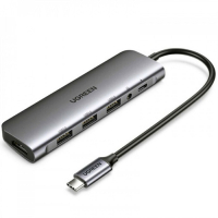 Концентратор Ugreen USB3.0 Type-C to USB 3.0x3/HDMI/jack 3.5mm/PD CM136 (80132) Diawest