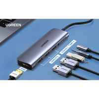 Концентратор Ugreen USB3.0 Type-C to USB 3.0x3/HDMI/jack 3.5mm/PD CM136 (80132) Diawest