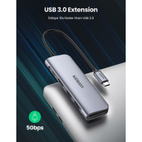 Концентратор Ugreen USB3.0 Type-C to HDMI/SDTF/USB 3.0x2/PD CM195 (70411) Diawest