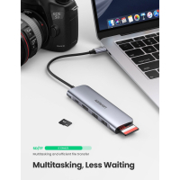 Концентратор Ugreen USB3.0 Type-C to HDMI/SDTF/USB 3.0x2/PD CM195 (70411) Diawest