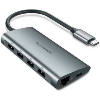 Концентратор Ugreen USB3.0 Type-C to USB 3.0x3/HDMI/RJ45/SDTF/PD CM121 (50538) Diawest