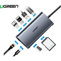 Концентратор Ugreen USB3.0 Type-C to USB 3.0x3/HDMI/RJ45/SDTF/PD CM121 (50538) Diawest