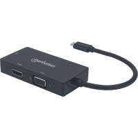 Концентратор Intracom USB3.1 Type-C to HDMI/DVI-I/VGA Black Manhattan (152983) Diawest
