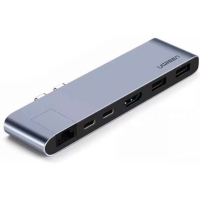 Концентратор Ugreen USB3.1 MacBook Pro 2*Type-C to HDMI/USB 3.0x2/HDMI/RJ45/PD CM218 (50984) Diawest