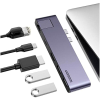 Концентратор Ugreen USB3.1 MacBook Pro 2*Type-C to HDMI/USB 3.0x2/HDMI/RJ45/PD CM218 (50984) Diawest