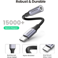 Переходник USB-C to 3.5mm M/F 0.10m AV161 Ugreen (80154) Diawest