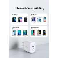 Зарядное устройство Ugreen 2xUSB 40W PD (2xType-C) PD CD243 White (10343) Diawest
