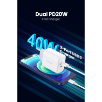 Зарядное устройство Ugreen 2xUSB 40W PD (2xType-C) PD CD243 White (10343) Diawest