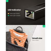 Перехідник USB 3.0 to Ethernet RJ45 1000 Mb CR111 Black Ugreen (20256) Diawest