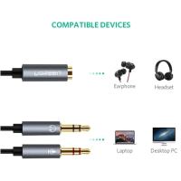 Перехідник Jack 3.5mm F 4pin to 2xJack 3.5mm M (Audio+MIC) AV140 Ugreen (20898) Diawest