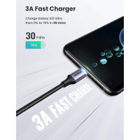 Дата кабель USB 2.0Type-C to Type-C 3.0m 60W US255 90-degree Angle Black Ugreen (80714) Diawest