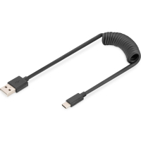 Дата кабель USB 2.0 AM to Type-C 1.0m (0.32m) spiral black Digitus (AK-300430-006-S) Diawest