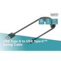 Дата кабель USB 2.0 AM to Type-C 1.0m (0.32m) spiral black Digitus (AK-300430-006-S) Diawest