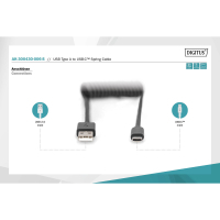 Дата кабель USB 2.0 AM to Type-C 1.0m (0.32m) spiral black Digitus (AK-300430-006-S) Diawest