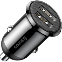 Зарядний пристрій Baseus Grain Pro Car Charger (Dual USB 4.8A ) USB Black (CCALLP-01) Diawest