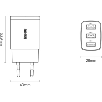 Зарядное устройство Baseus Compact Charger 3U Black (CCXJ020101) Diawest