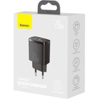 Зарядное устройство Baseus Compact Quick Charger U+C 20W EU Black (CCXJ-B01) Diawest