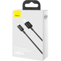 Дата кабель USB 2.0 AM to Lightning 1.0m 2.4A Superior Series Black Baseus (CALYS-A01) Diawest
