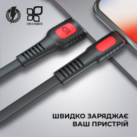Дата кабель USB 2.0 AM to Lightning 1.0m AR15 2.4A black Armorstandart (ARM59537) Diawest