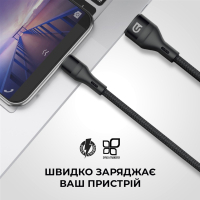Дата кабель USB 2.0 AM to Lightning 1.0m AR87 3A black Armorstandart (ARM64037) Diawest