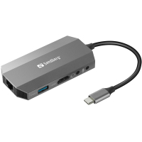Концентратор Sandberg USB3.1 Type-C to HDMI/USB 3.0x2/RJ45/SD/TF/PD 100W 6in1 (136-33) Diawest