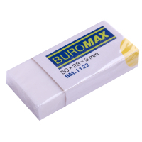 Гумка Buromax прямокутна, 50x23x9 мм, м'який пластик, в інд. папер. обгортці, біла (BM.1122) Diawest