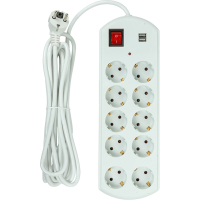 Сетевой фильтр питания PowerPlant 5м, 10 розеток, USB, євро, 100% мідь (YS-N6065/5) (EX610556) Diawest