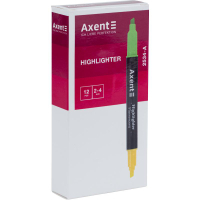 Маркер Axent Highlighter Dual 2-4 мм клиноподібний зелений+жовтий (2534-04-A) Diawest