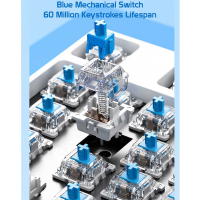 Клавиатура Aula F2088 PRO Plus 9 Orange Keys KRGD Blue USB UA White/Blue (6948391234908) Diawest